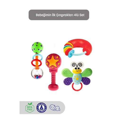 Kiki Bebeğimin Ilk Çıngırakları 4'lü Çıngırak & Dişlik Seti